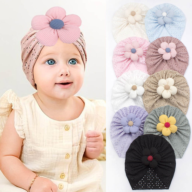 Dad Hat Cotton - 3D çiçek bebek türban kap yaz
