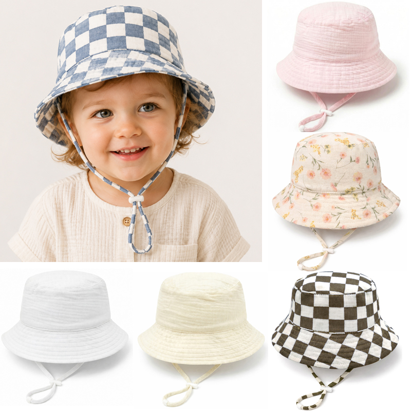 Bucket Hat Cotton - Muslin Bebek Yaz Şapkası Ayarlanabilir Çocuk