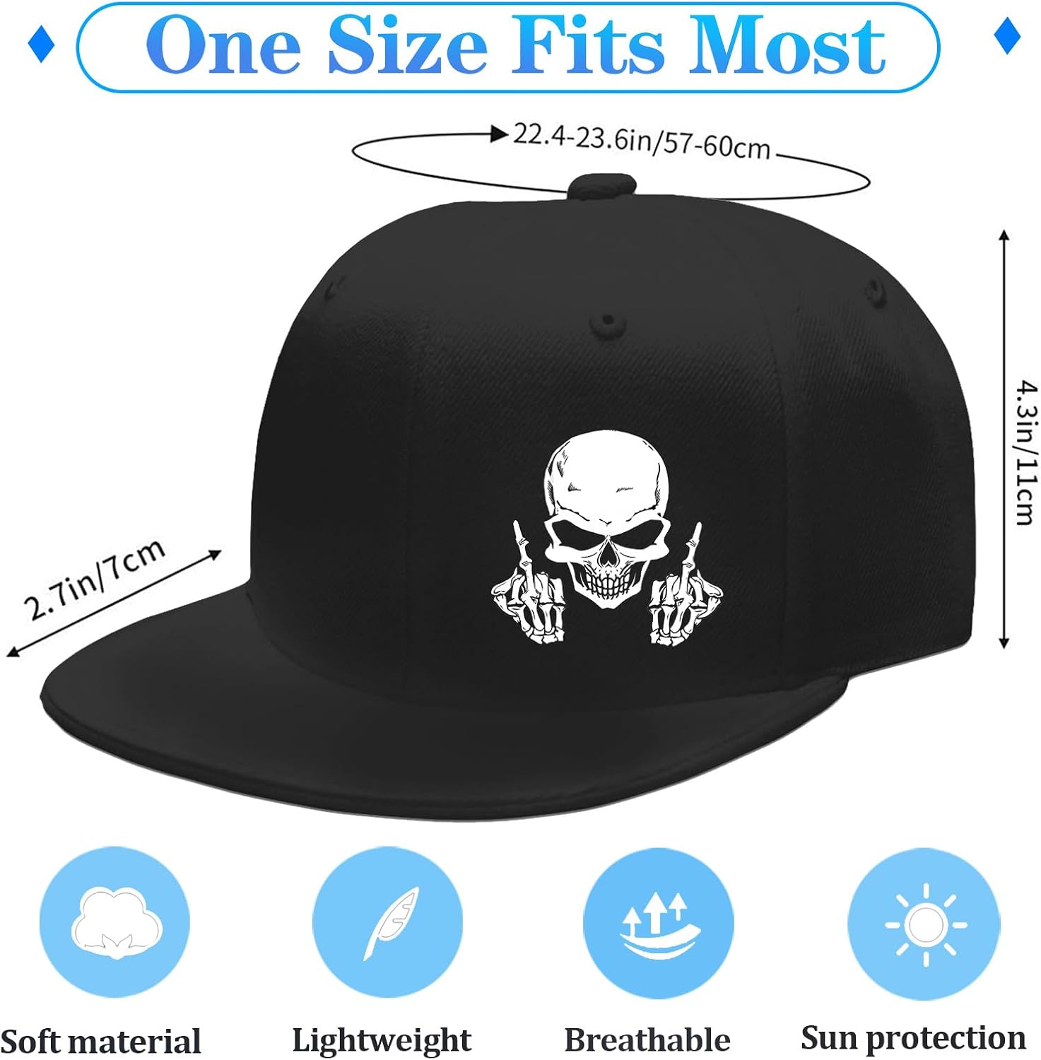 Erkekler için Kafatası Orta Pa - Snapback Hat Flat incelemesi ve fiyatı
